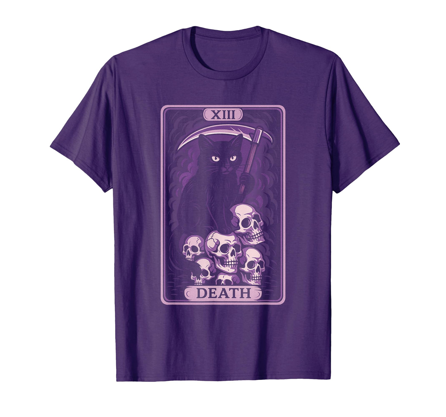 Black Cat Tarot Card Death Halloween Witchy Cat Lover T-Shirt