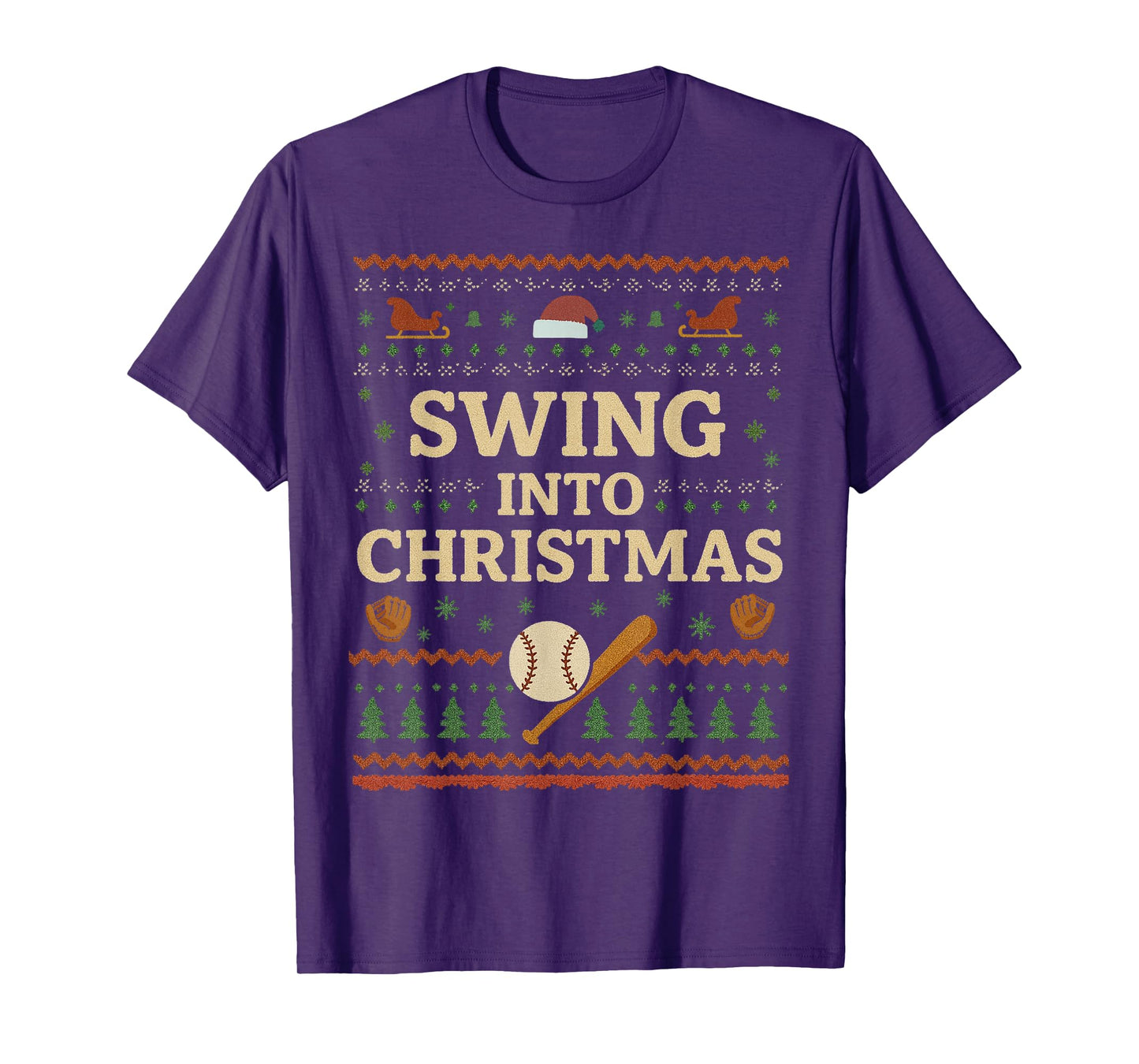 Swing into Christmas Baseball Xmas Holiday Funny Christmas T-Shirt