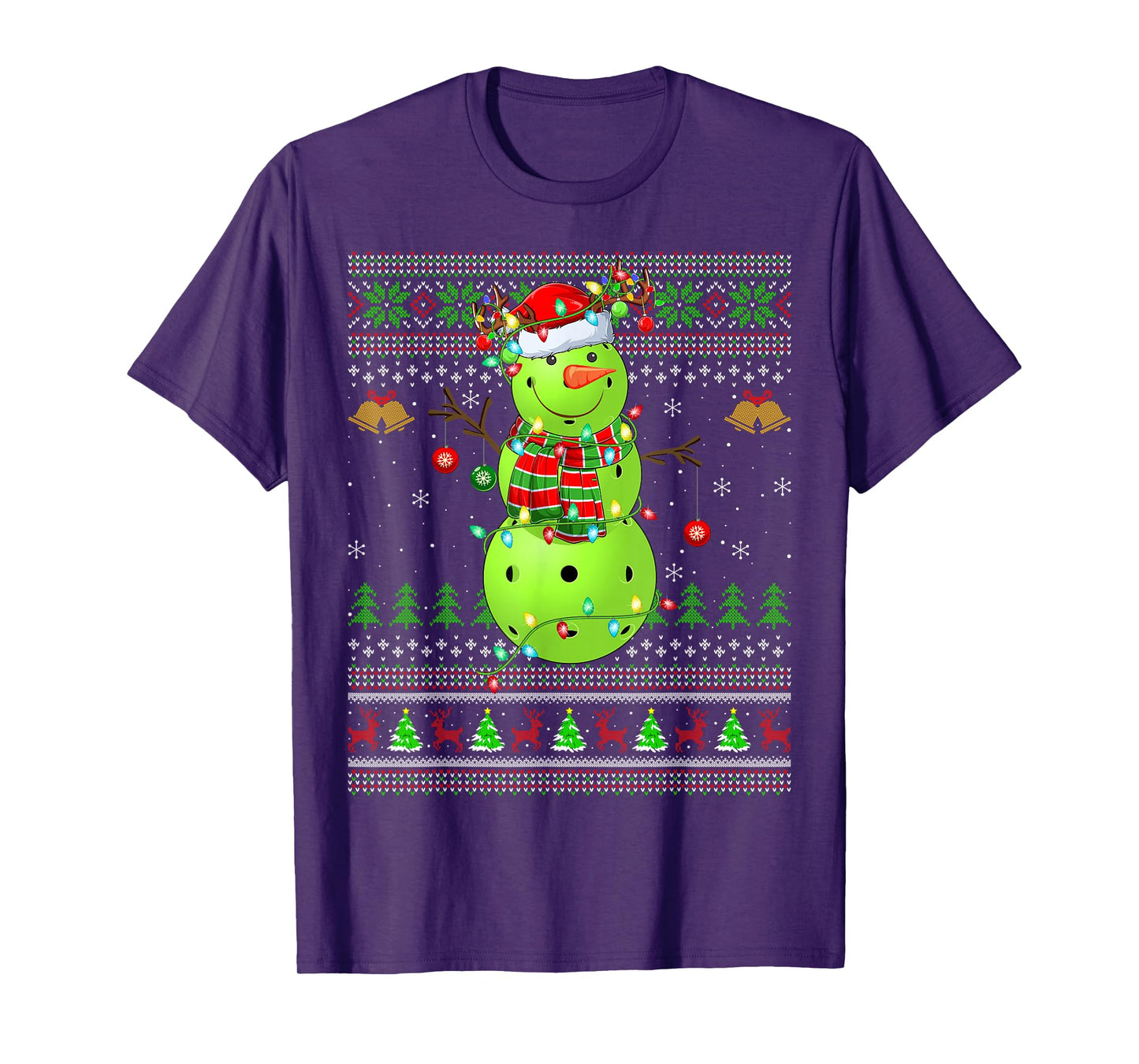 Pickleball Snowman Ugly Christmas Sweater Sports Player Xmas T-Shirt