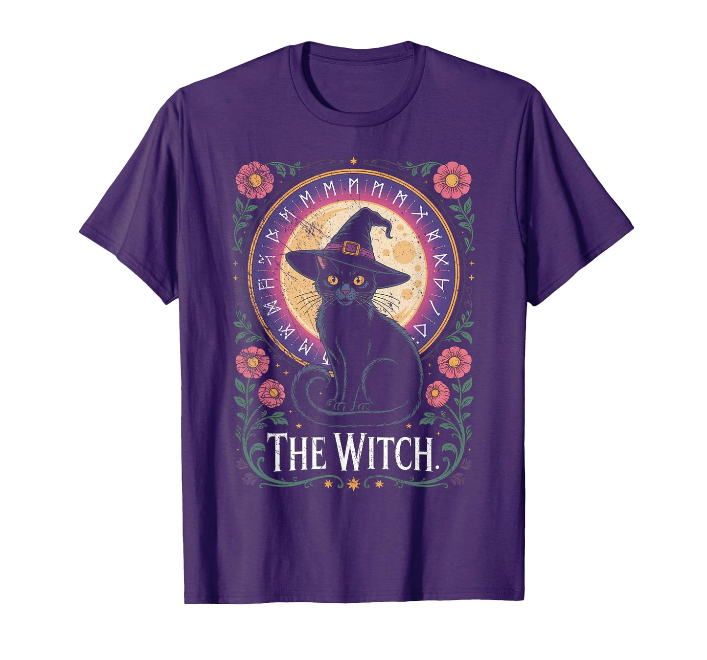 The Witch Cat Tarot Card Halloween Vintage Gothic T-Shirt