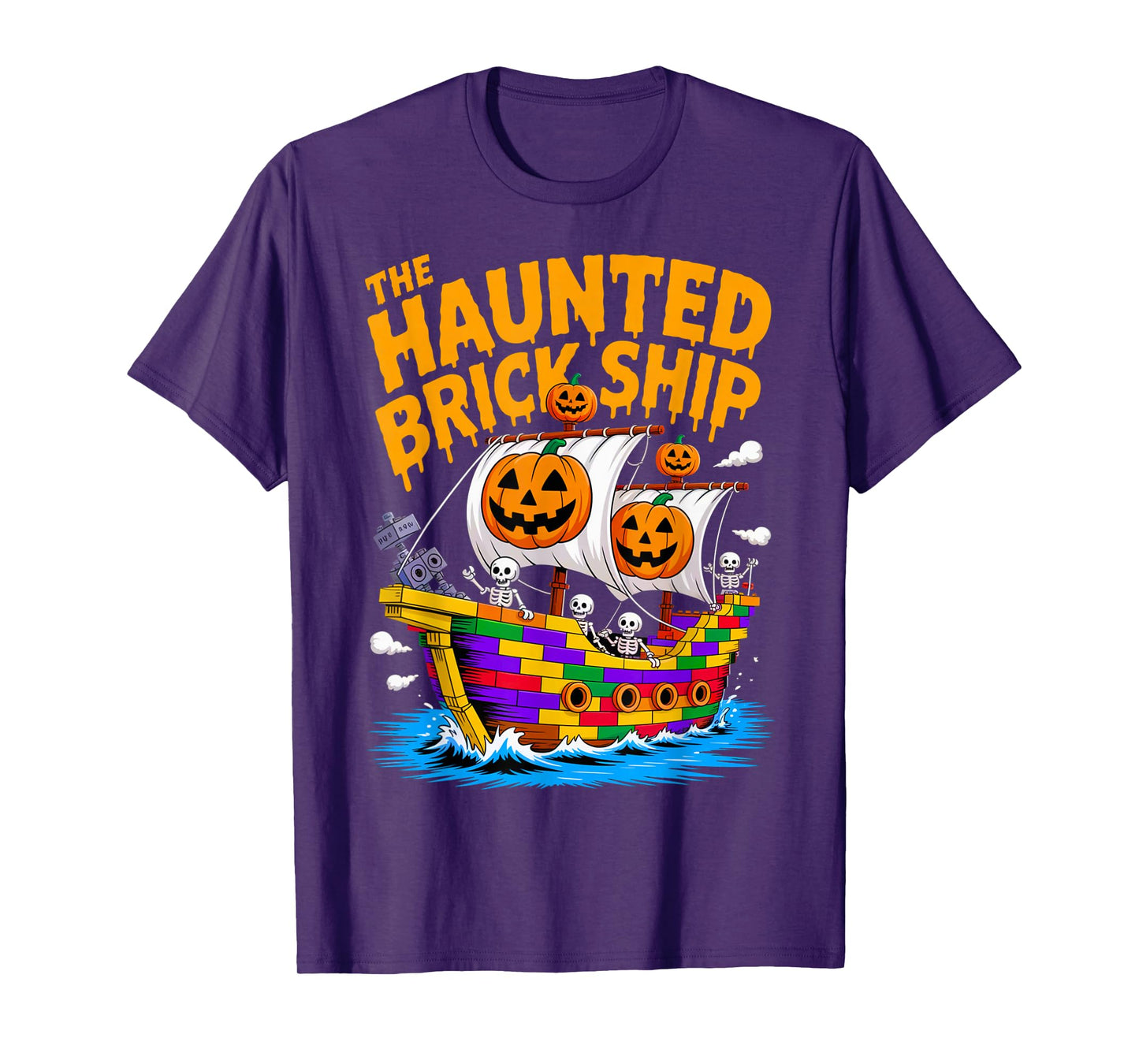 Halloween Bricks Pirate Skeleton Builder Blocks Building Toy T-Shirt
