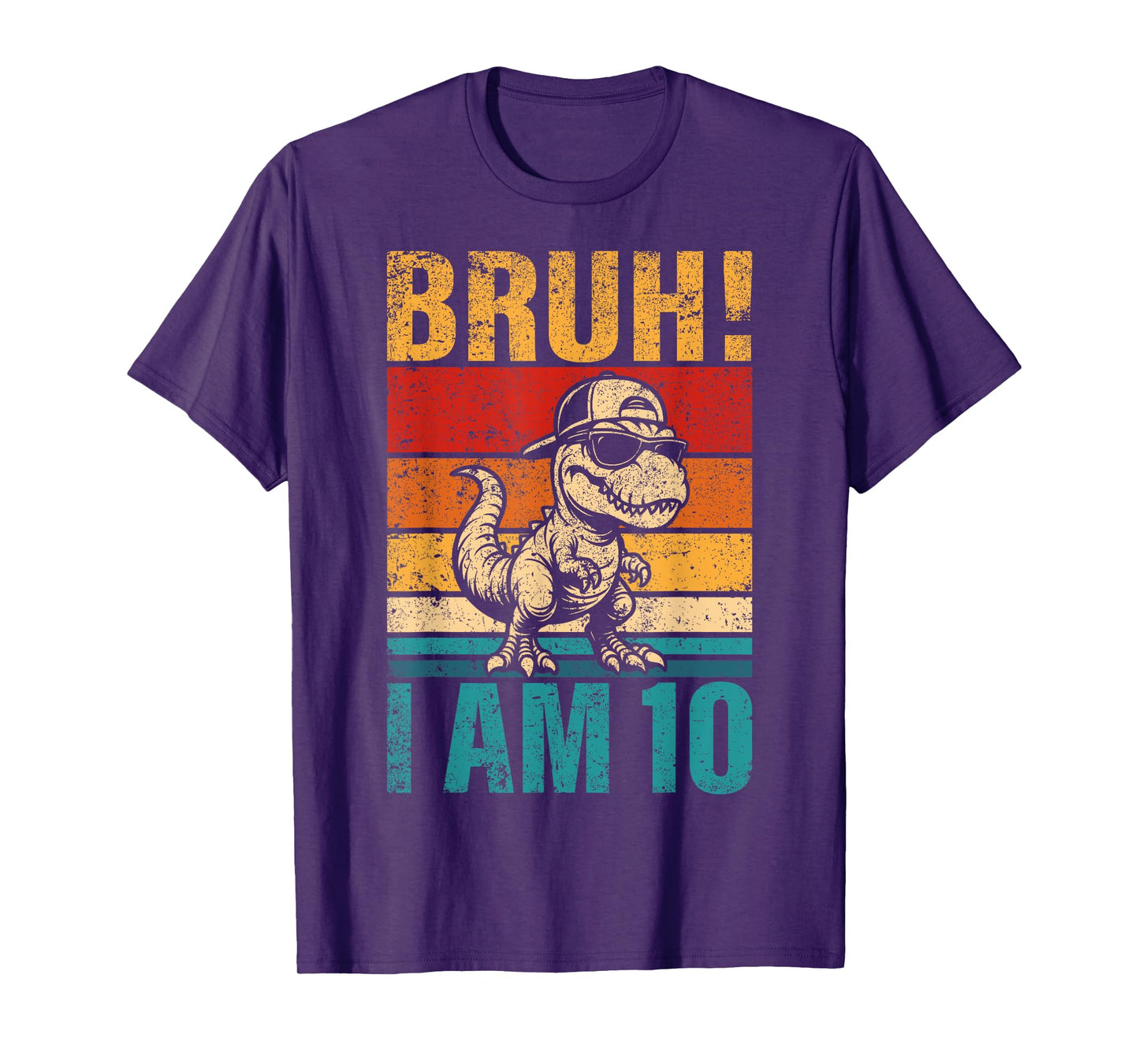 10 Year Old Birthday Boy Dinosaur Bruh It's My 10th Birthday T-Shirt