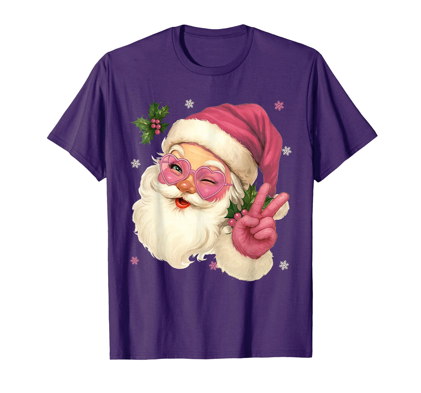 Cute Pink Santa Christmas Pjs Pajamas Xmas Girls Womens Tees T-Shirt