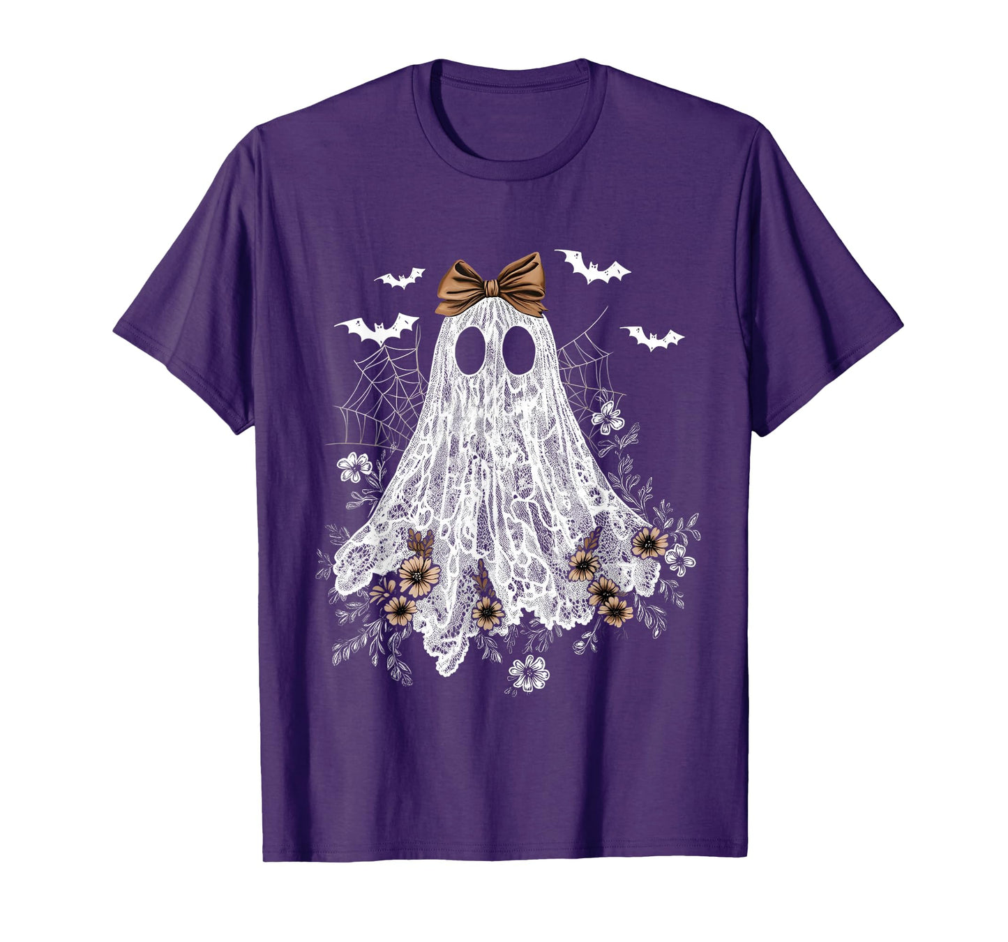 Halloween Shirt Floral Ghost Halloween Costume Girls Women T-Shirt