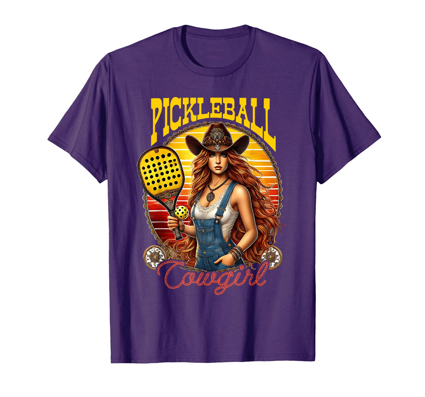 Pickleball Cowgirl Western Girl Funny Pickleball Player T-Shirt