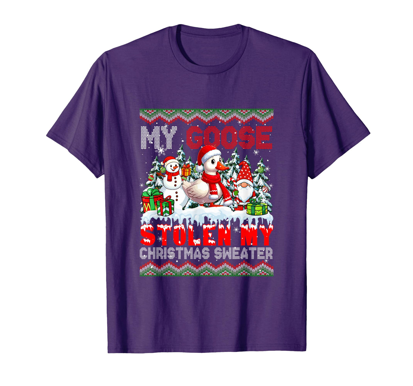 My Goose Stolen My Christmas Sweater Santa Dog Gnome T-Shirt