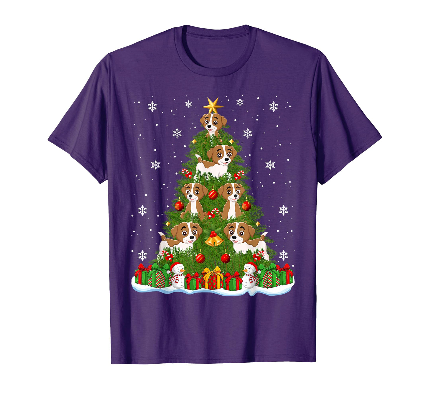 Cute Dogs Christmas Tree Holiday Decor Funny Dog Xmas Lights T-Shirt