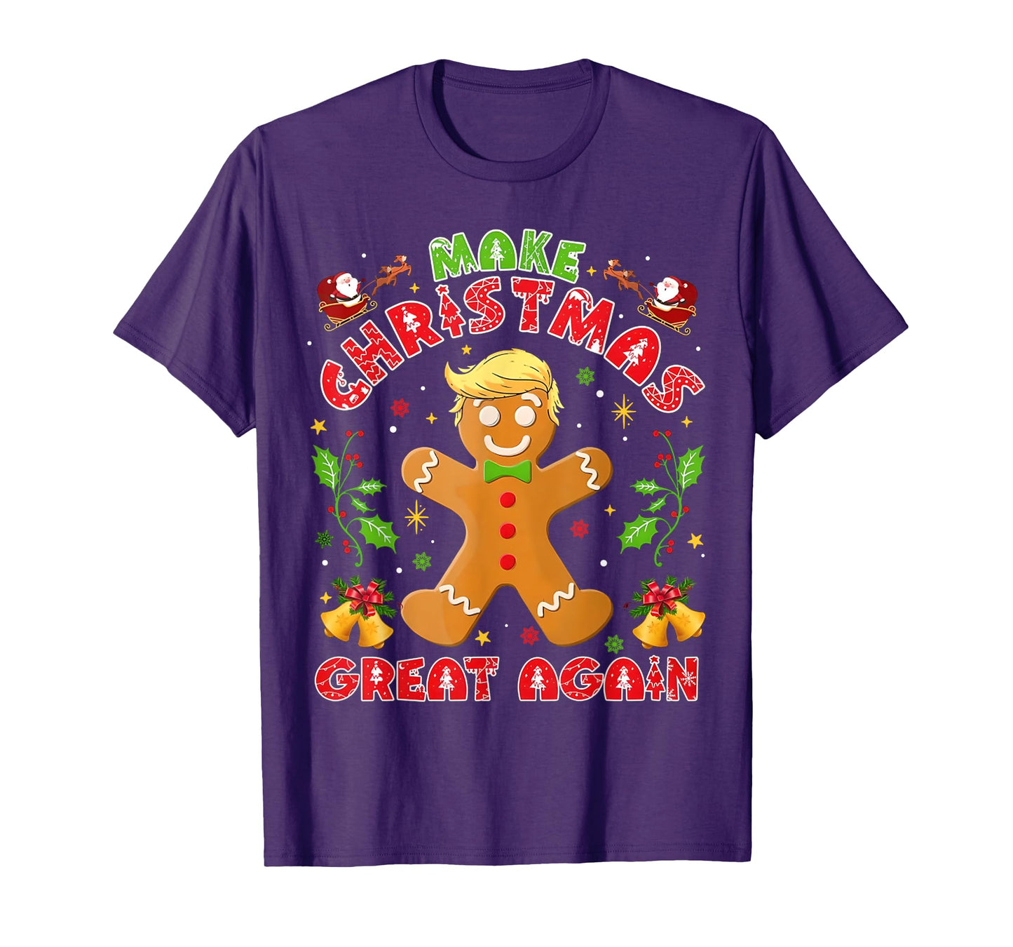 Funny Trump Gingerbread Man Make Christmas Great Again 2024 T-Shirt