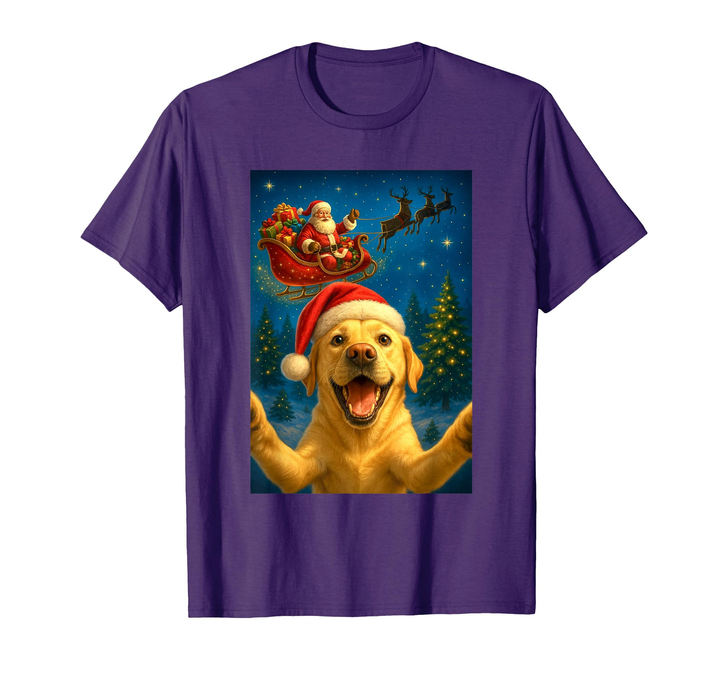 Christmas Dog Selfie with Santa Claus Funny Dog Graphic Xmas T-Shirt