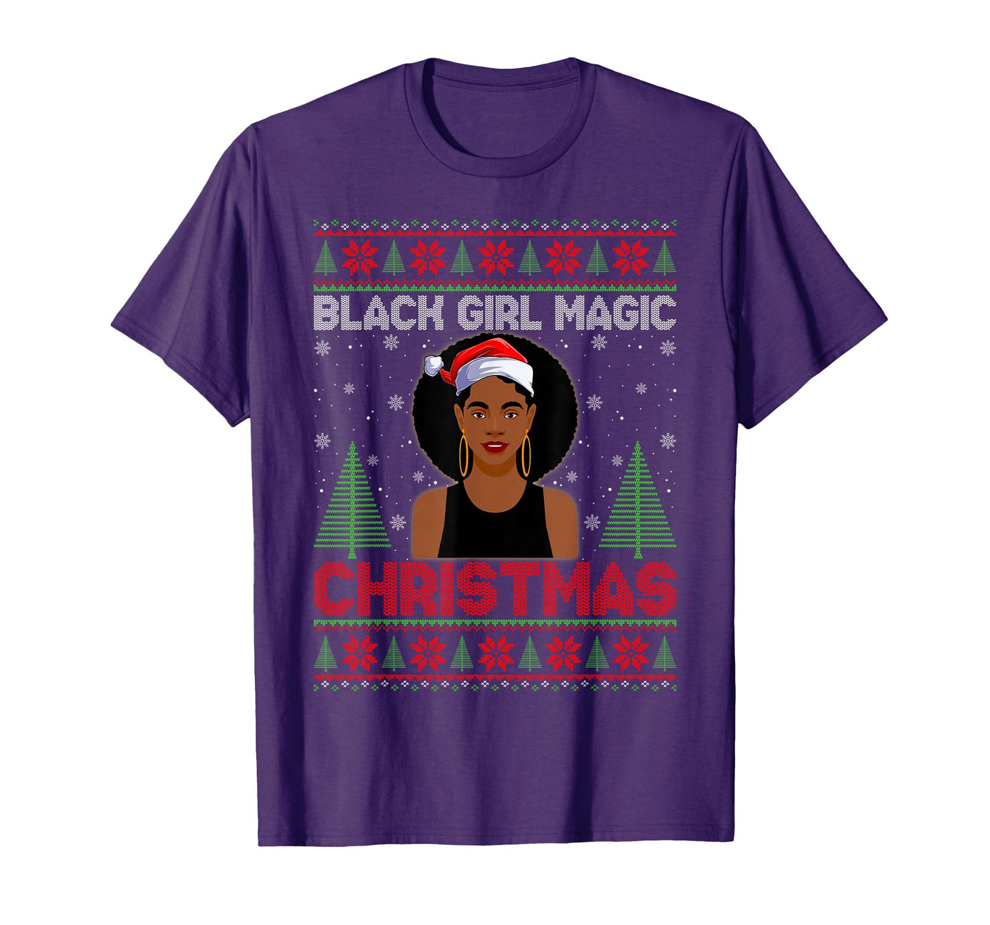 Ugly Sweater African American Black Girl Women Christmas T-Shirt