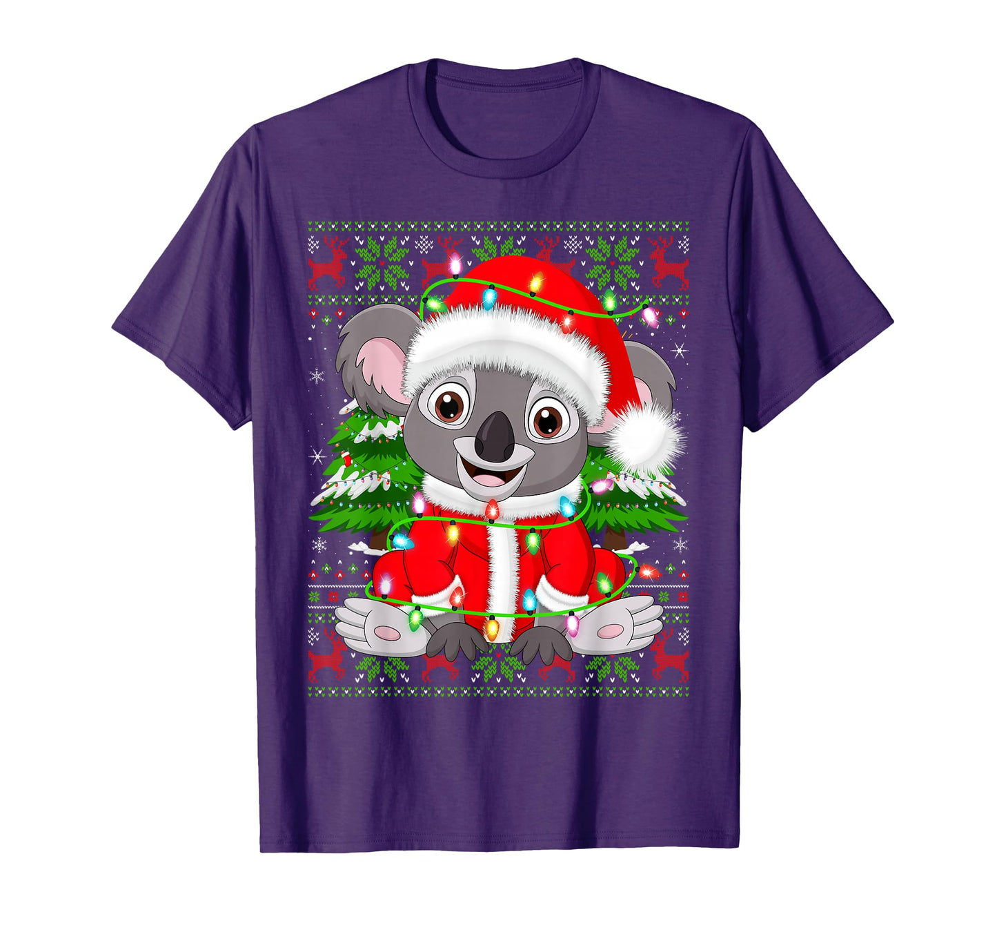 Koala Christmas Lights Santa Costume Ugly Xmas Sweaters T-Shirt