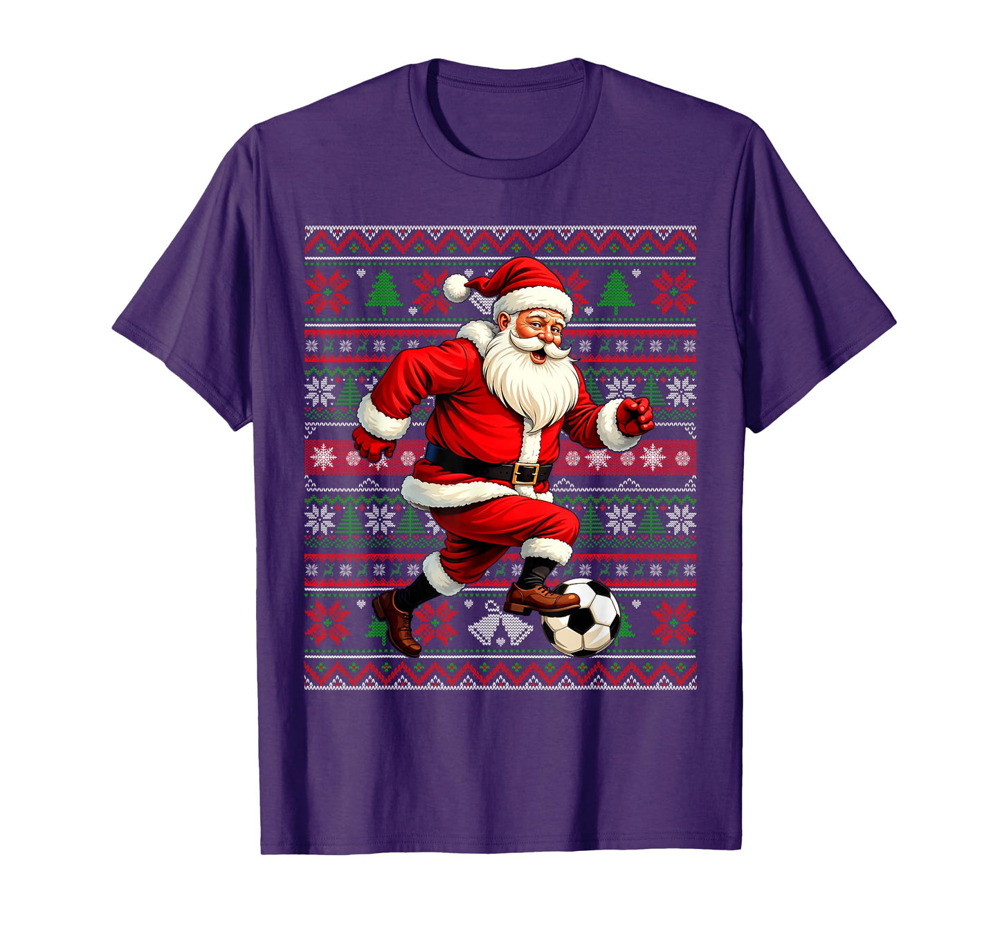 Funny Santa Playing Soccer Ugly Christmas Sweater Xmas T-Shirt