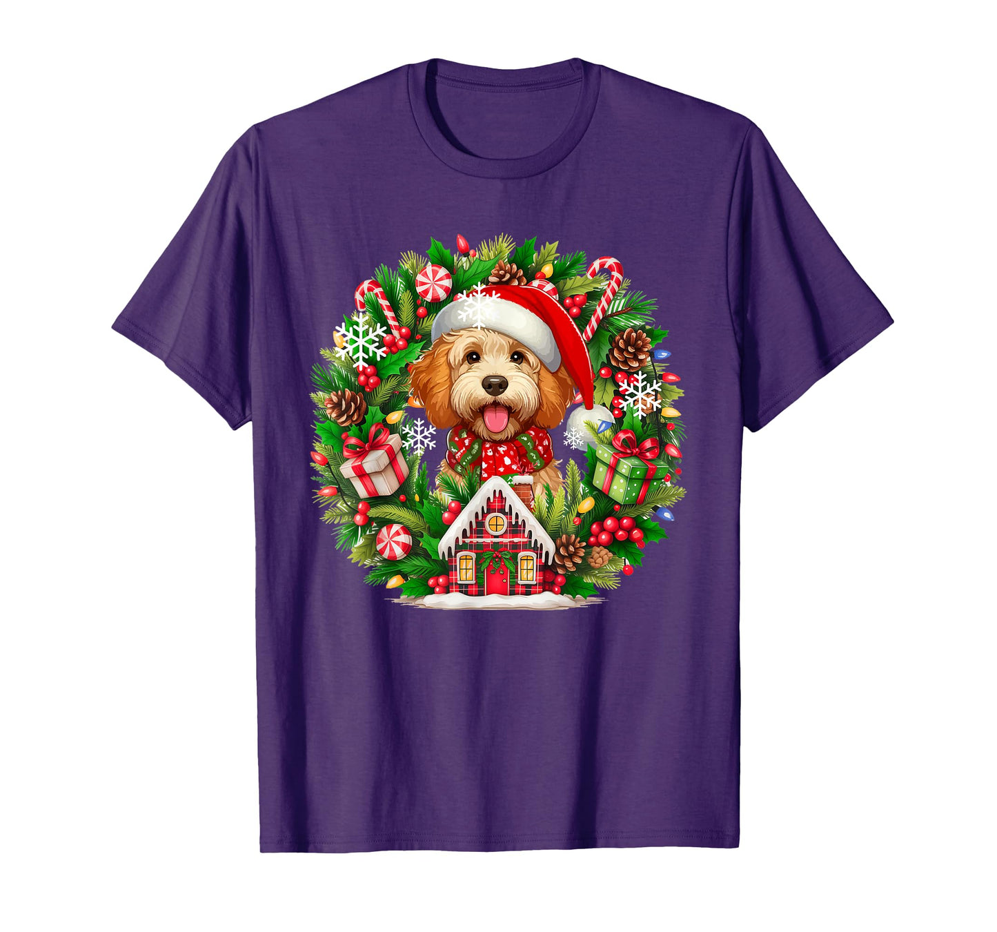 Santa Sproodle Christmas Floral Circle Matching Owner Kids T-Shirt