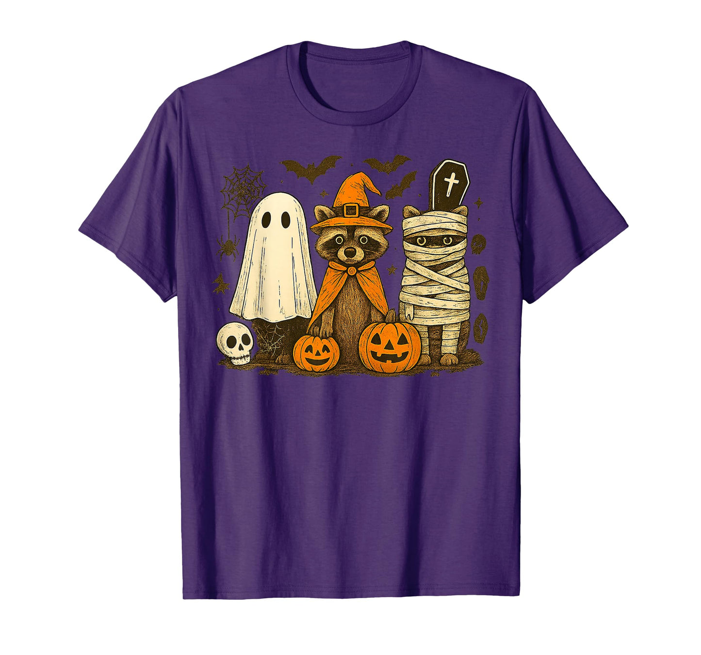 Halloween Raccoon Costumes Ghost Witch Mummy Men Women Kid T-Shirt