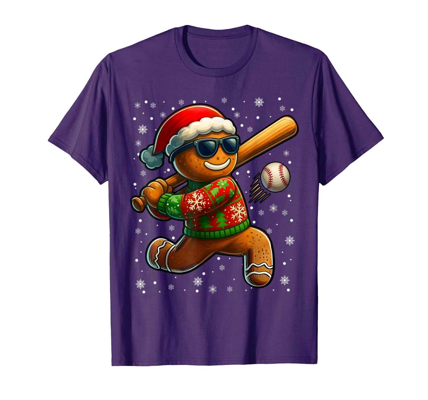 Gingerbread Baseball Player Coach Christmas Xmas Boy Men T-Shirt