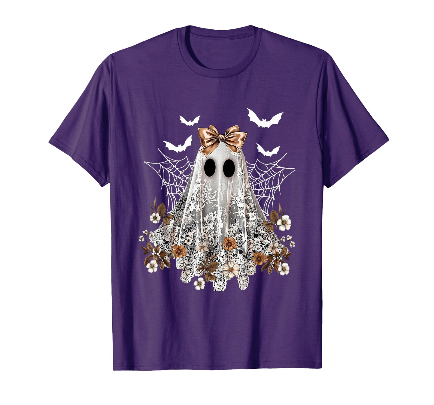 Halloween Shirt Floral Ghost Halloween Costume Girls Women T-Shirt