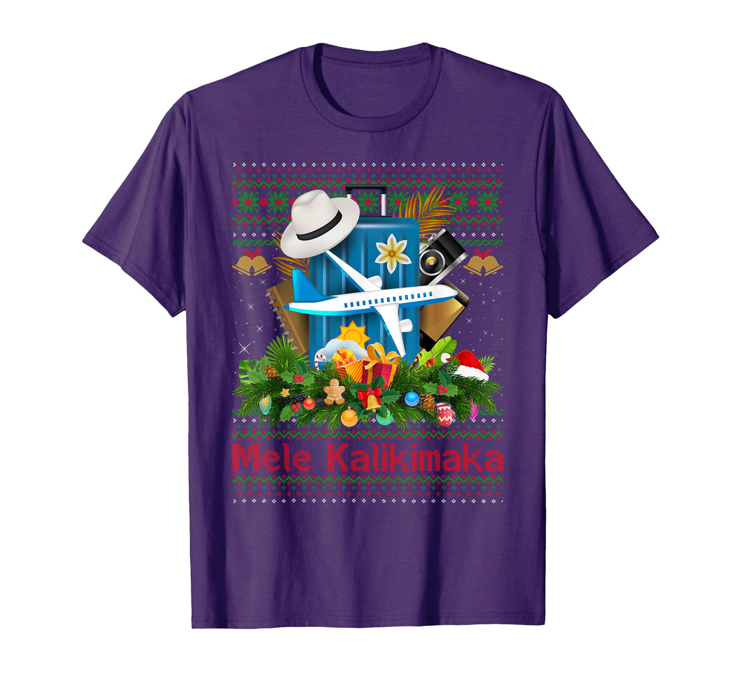 Ugly Christmas Sweaters Hawaiian Vacation Mele Kalikimaka T-Shirt