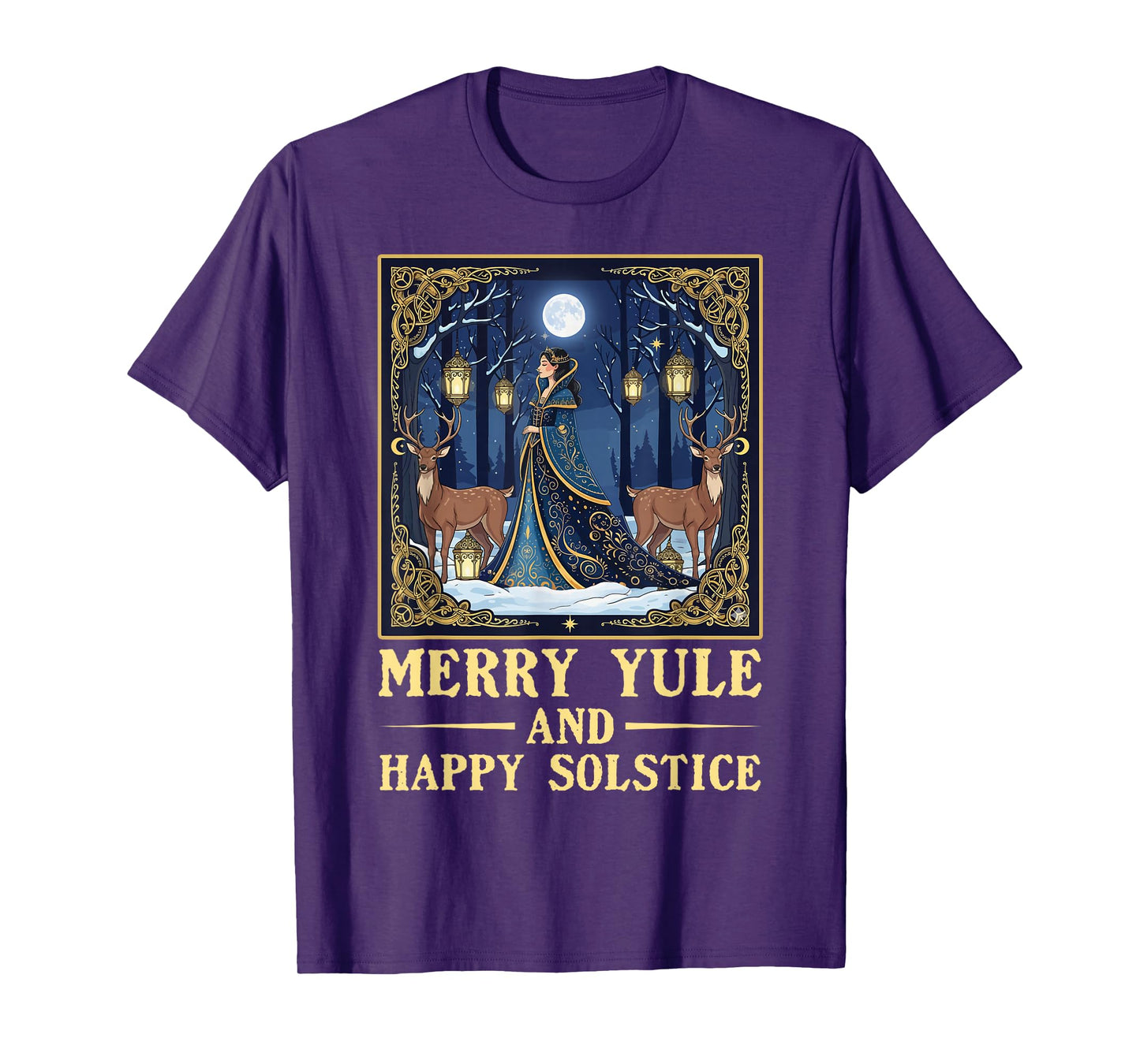 Merry Yule and Happy Solstice Deer Christmas Gothic Pagan T-Shirt