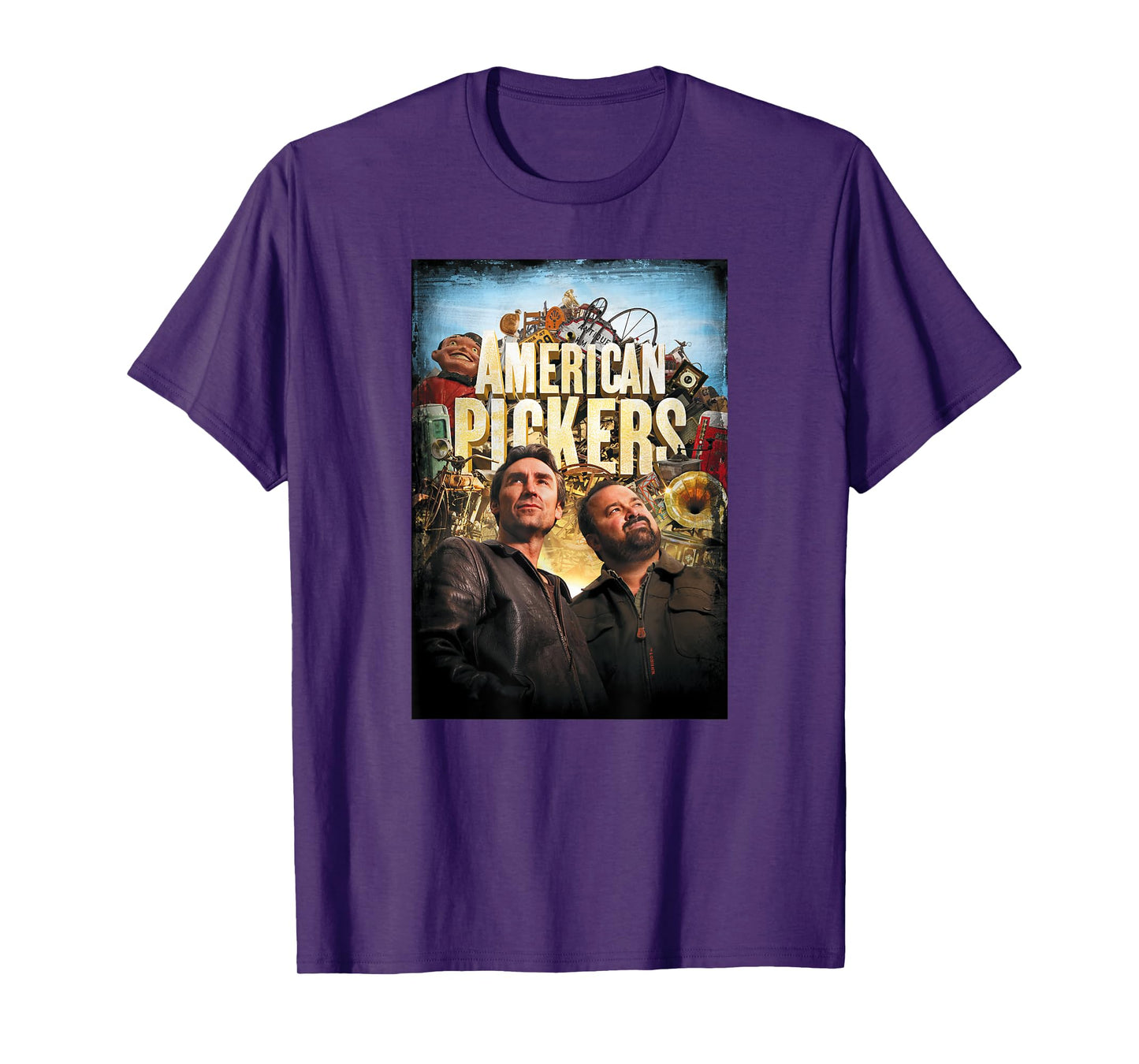 HISTORY American Pickers Distressed Unisex Adult Black Modern Letter Print Short Sleeve T-Shirt