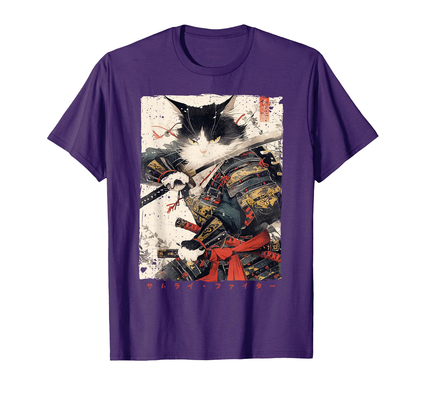 Samurai Cat Warrior Ukiyo Ink Artwork Cat Samurai T-Shirt