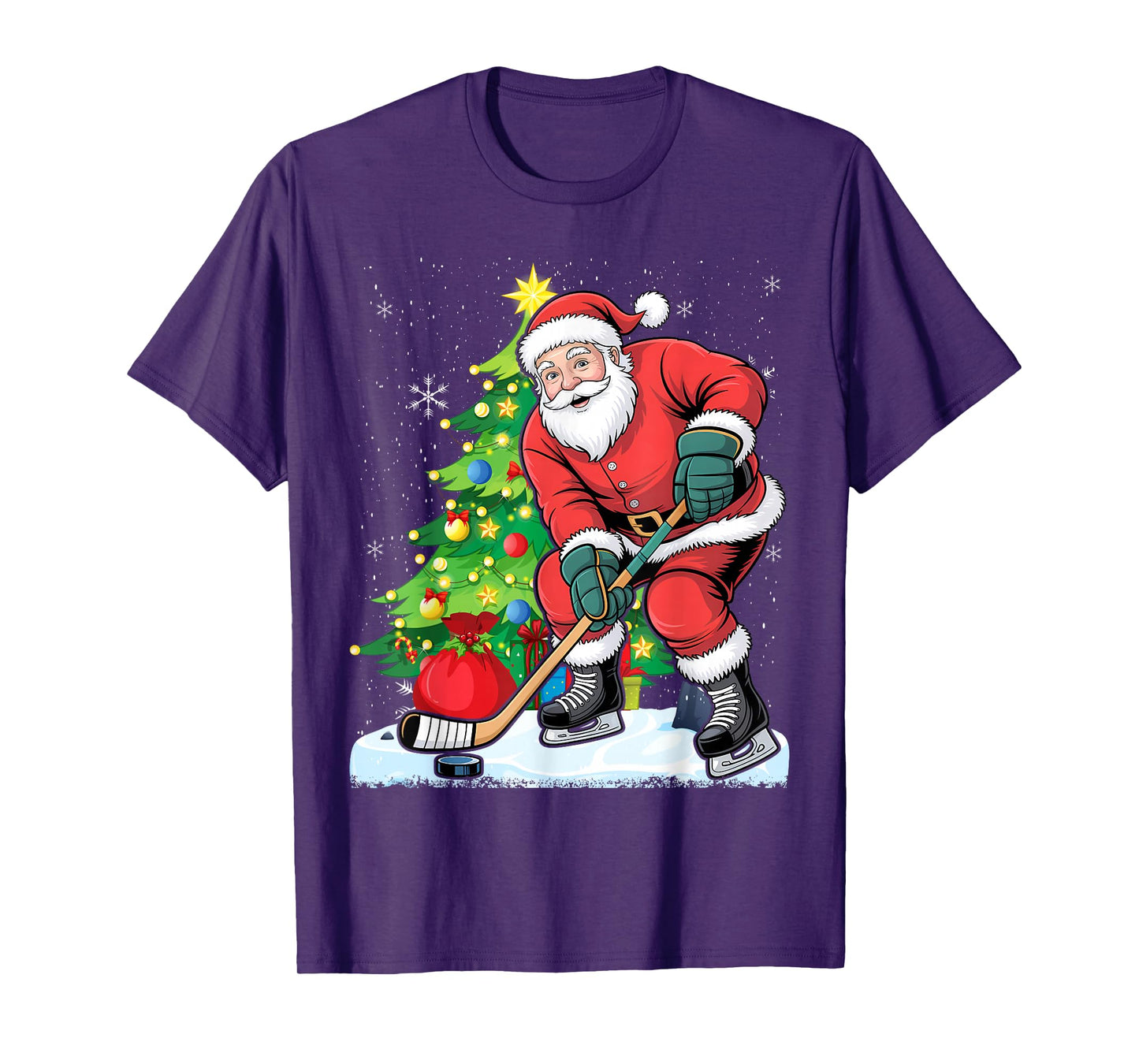 Funny Santa Clause Christmas Ice Hockey Kids for Boys T-Shirt