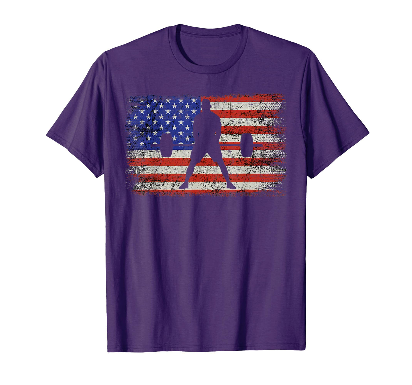 Weightlifting Patriotic Barbell American Flag Weight Lifter T-Shirt