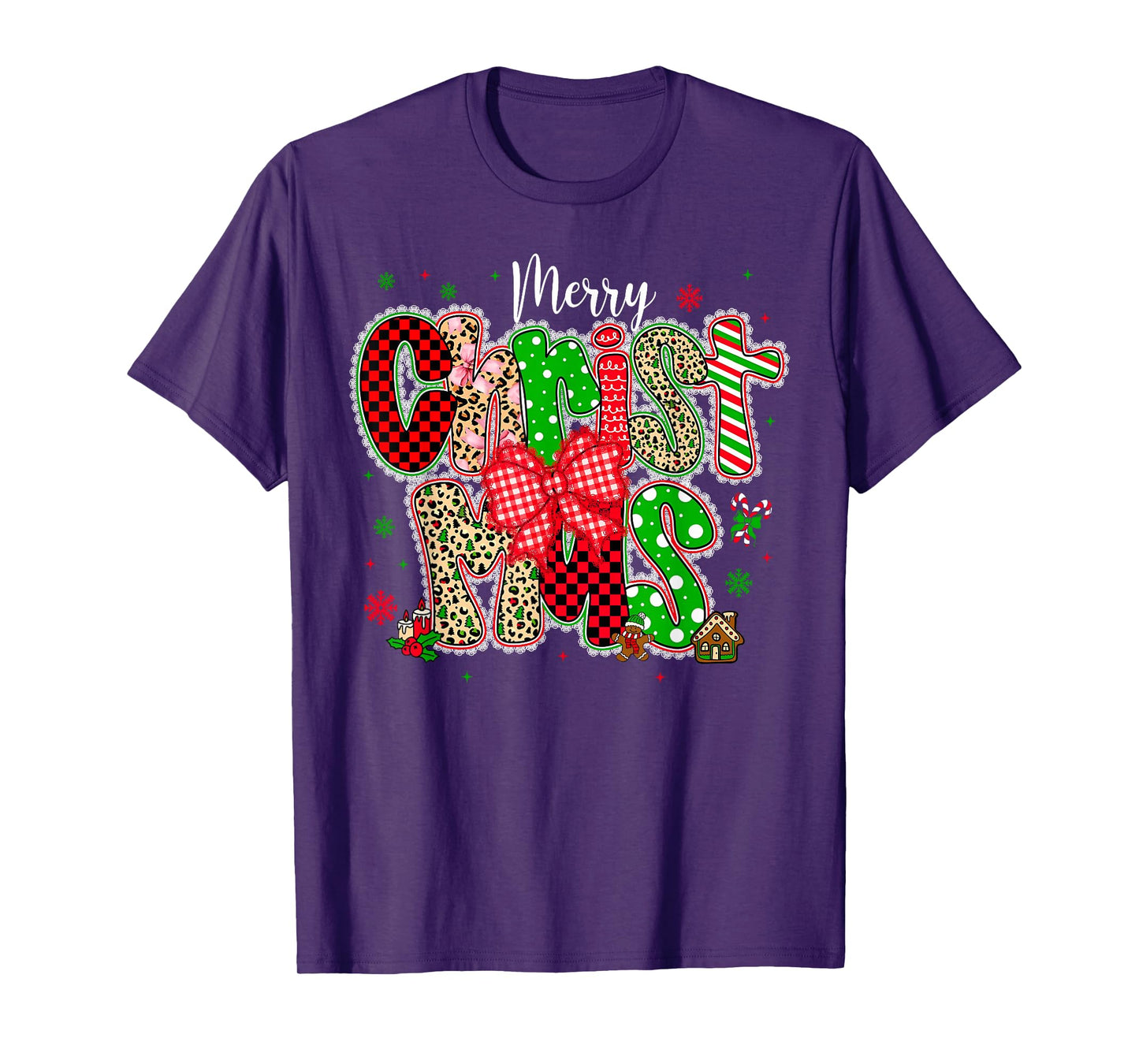 Merry Christmas Coquette Bow Family Xmas Pajamas Holiday T-Shirt