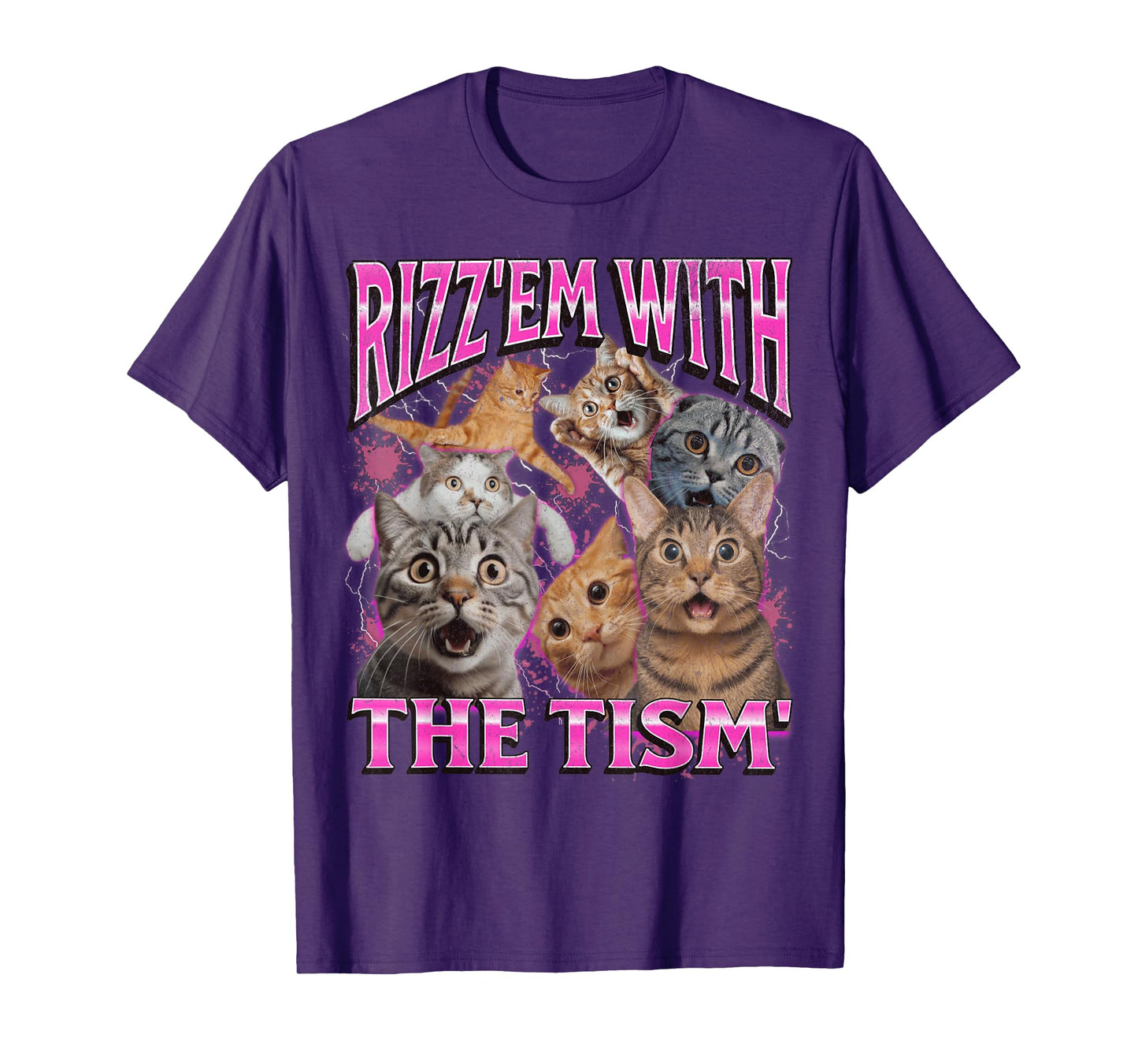Rizz Em' With The Tism' Funny Cat Meme Bootleg Graphic 90s Men Women T-Shirt