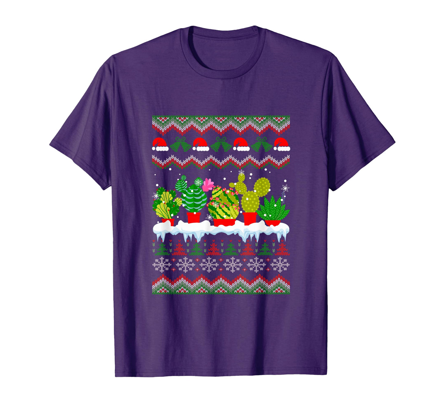 Succulents Cactus Collection Xmas Sweater Santa Gardener T-Shirt