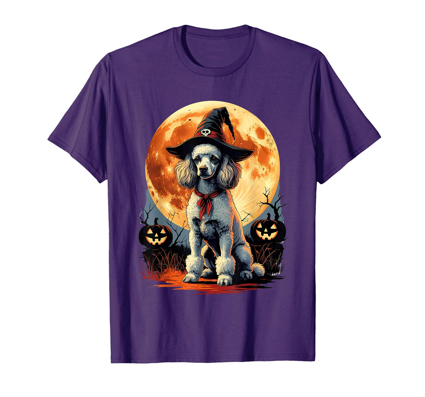 Funny Poodle Witch Spooky Ghost Halloween Costume T-Shirt