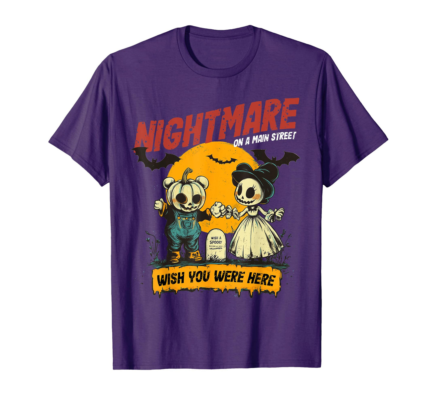 Vintage Mainstreet Halloween Pumpkin On Head Nightmare T-Shirt