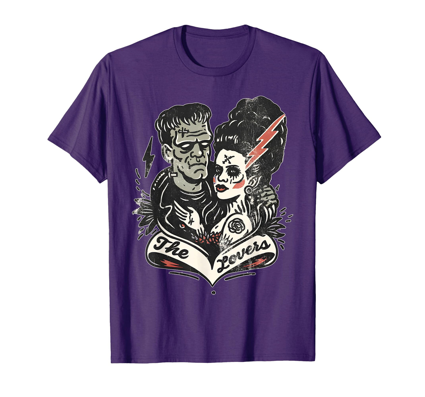 The Lovers Frankenstein & Bride Tarot Card Vintage Horror T-Shirt