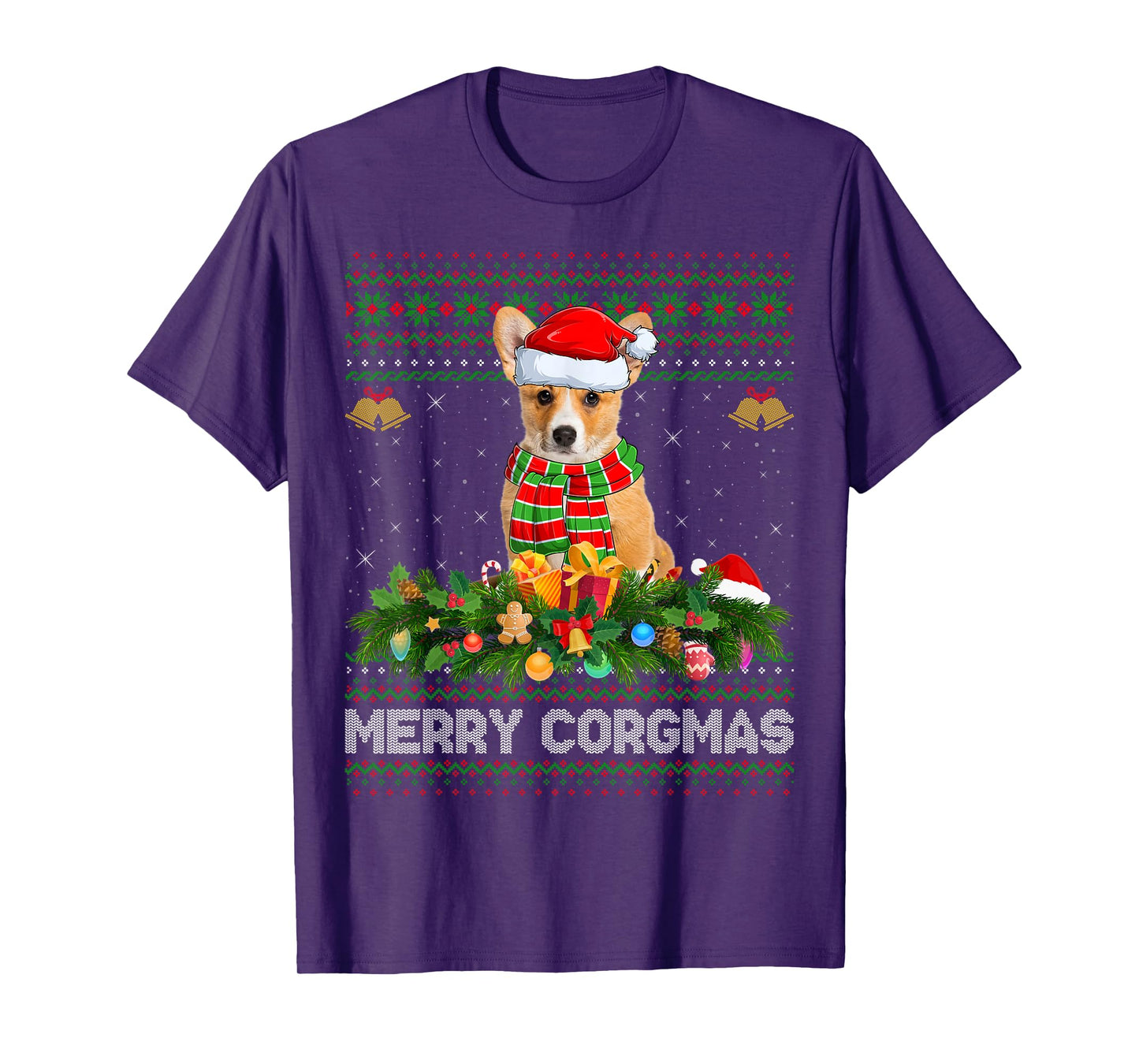 Merry Corgmas Corgi Dog Ugly Christmas Sweaters Dog Xmas T-Shirt