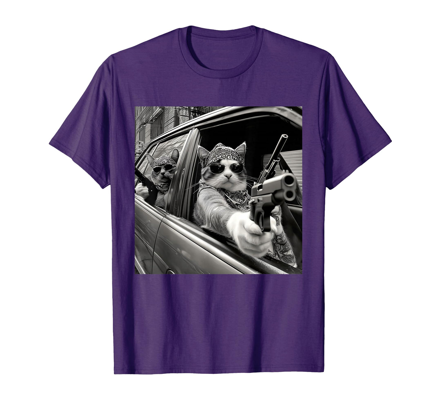 Funny Vintage Gangster Cat Meme Cat Dad Women Graphic Tee T-Shirt