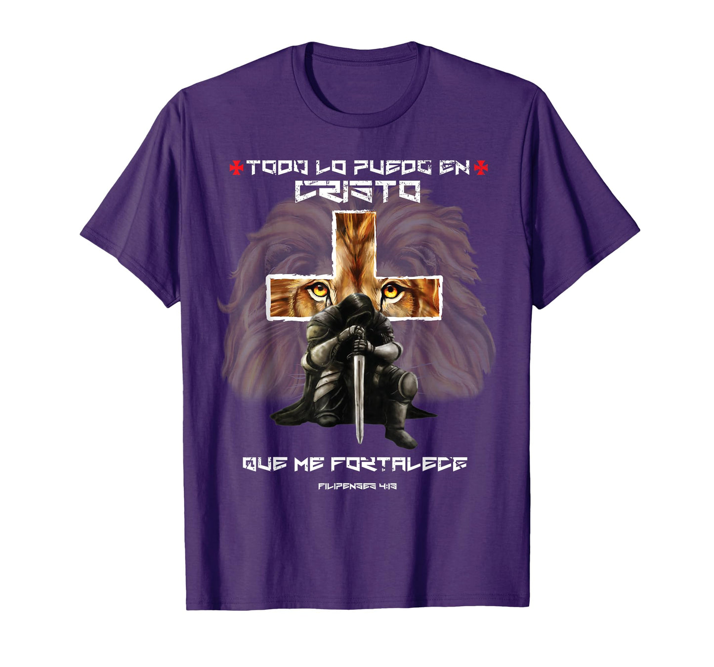 Español Spanish Christian Gifts Cross Lion Filipenses 4:13 T-Shirt