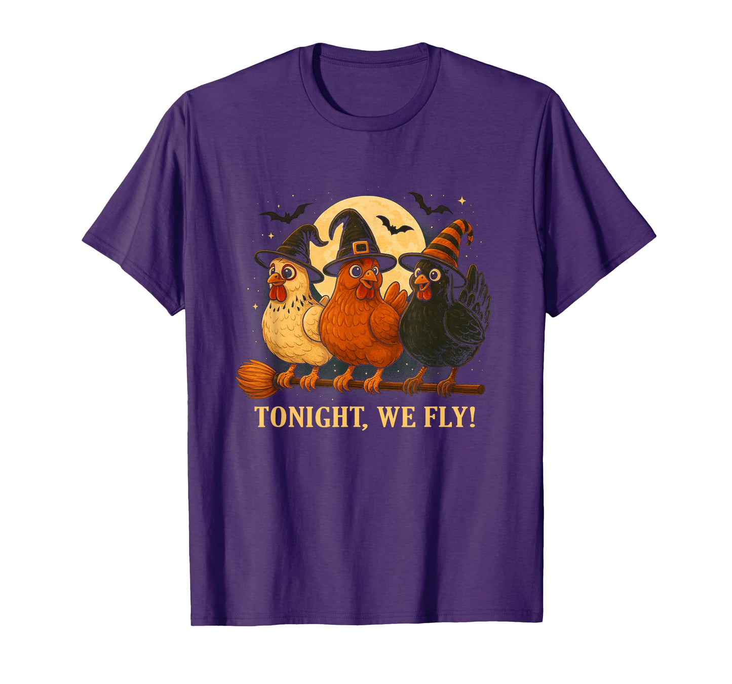 Funny Witch Chicken Tonight We Fly Halloween T-Shirt