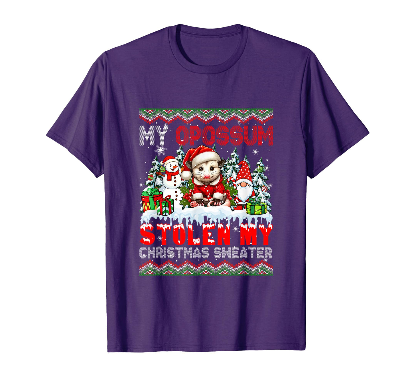 My Opossum Stolen My Christmas Sweater Santa Dog Gnome T-Shirt