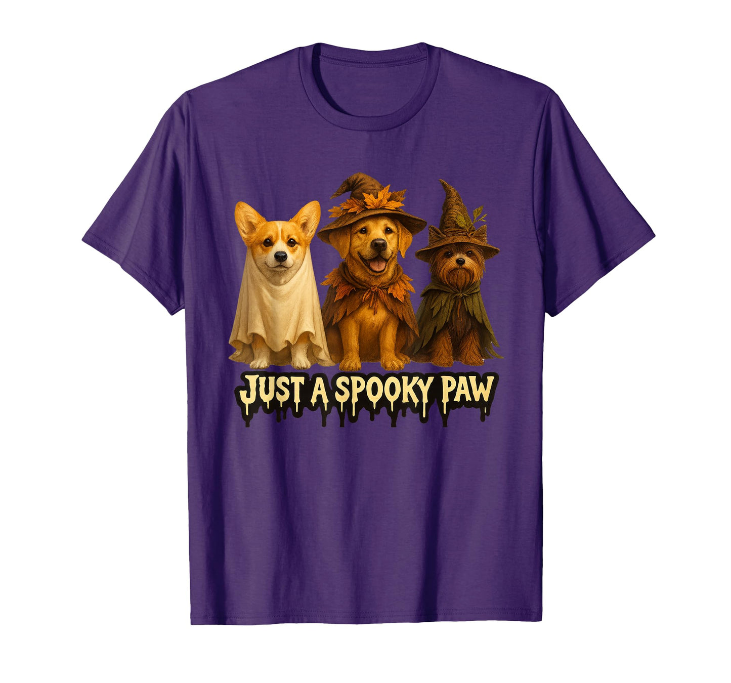 Just a Spooky Paw Funny Halloween Dog Lovers Men Women Kids T-Shirt