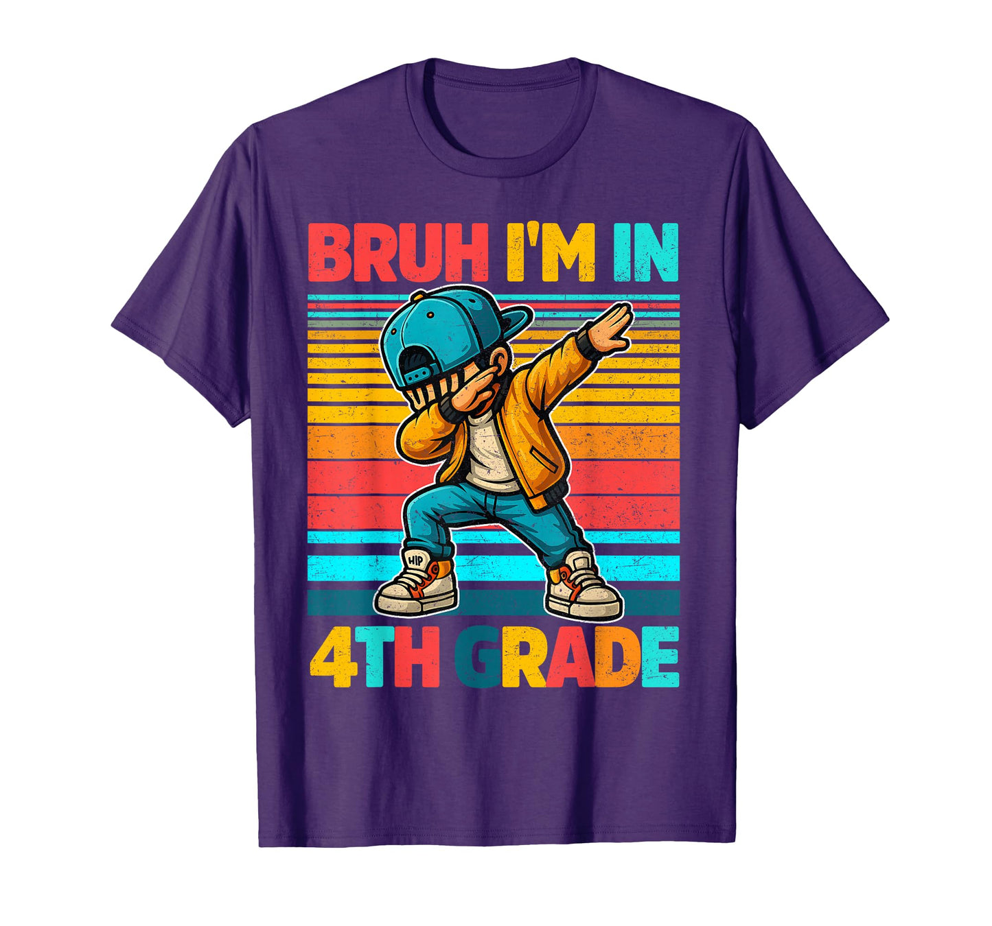 Vintage Bruh Im In 4th Grade First Day School Dabbing Boys T-Shirt