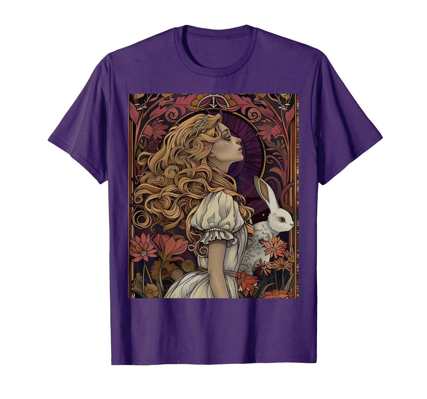 Alice in Wonderland Rabbit Fantasy Novel Vintage Art Nouveau T-Shirt