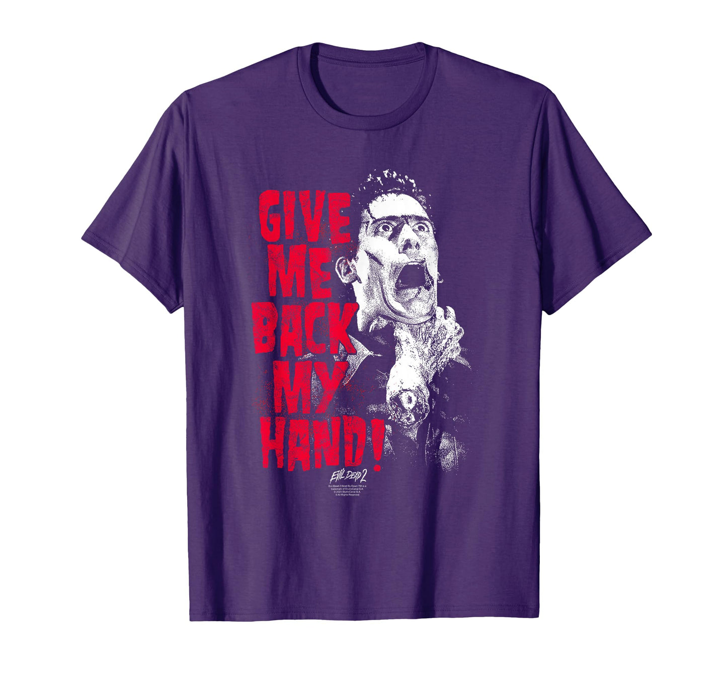 Evil Dead 2 Give Me Back My Hand Ash Horror Movie T-Shirt