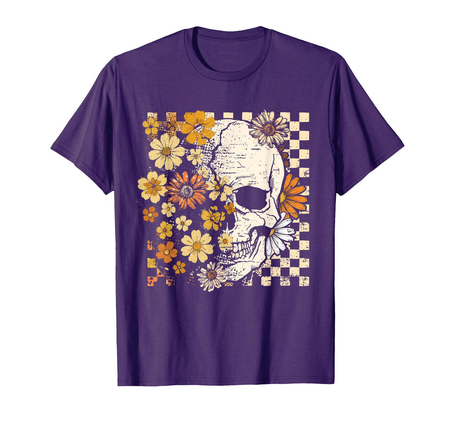 Vintage Skull Flower Halloween Fall Thankgiving Costume T-Shirt
