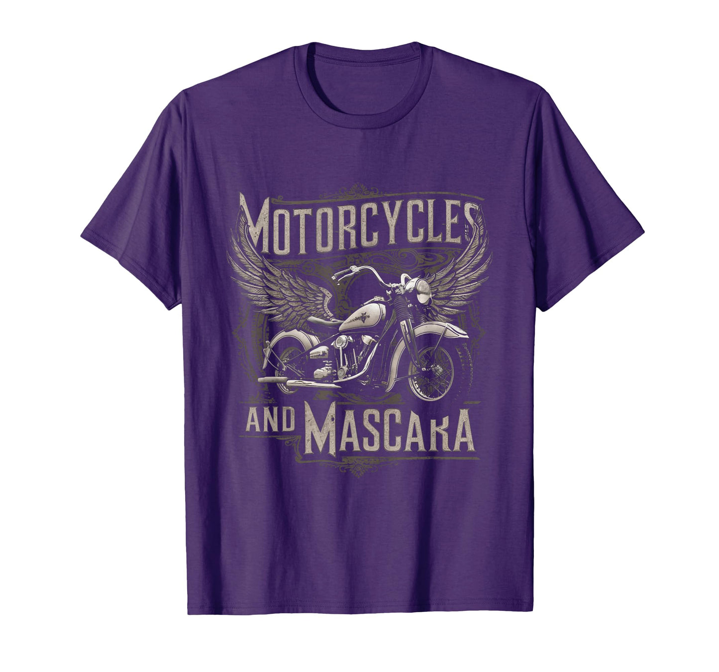 Vintage Motorcycles And Mascara Womens Cute Motor Lover T-Shirt