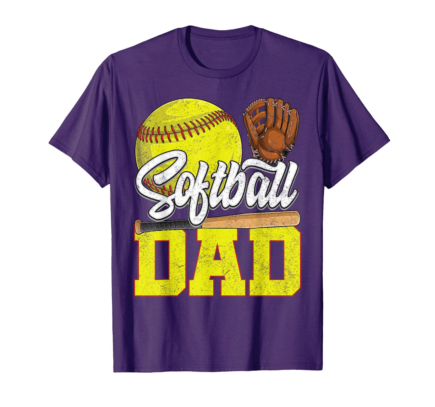 Dad Softball -Yellow Softball Dad Love Softball Player T-Shirt