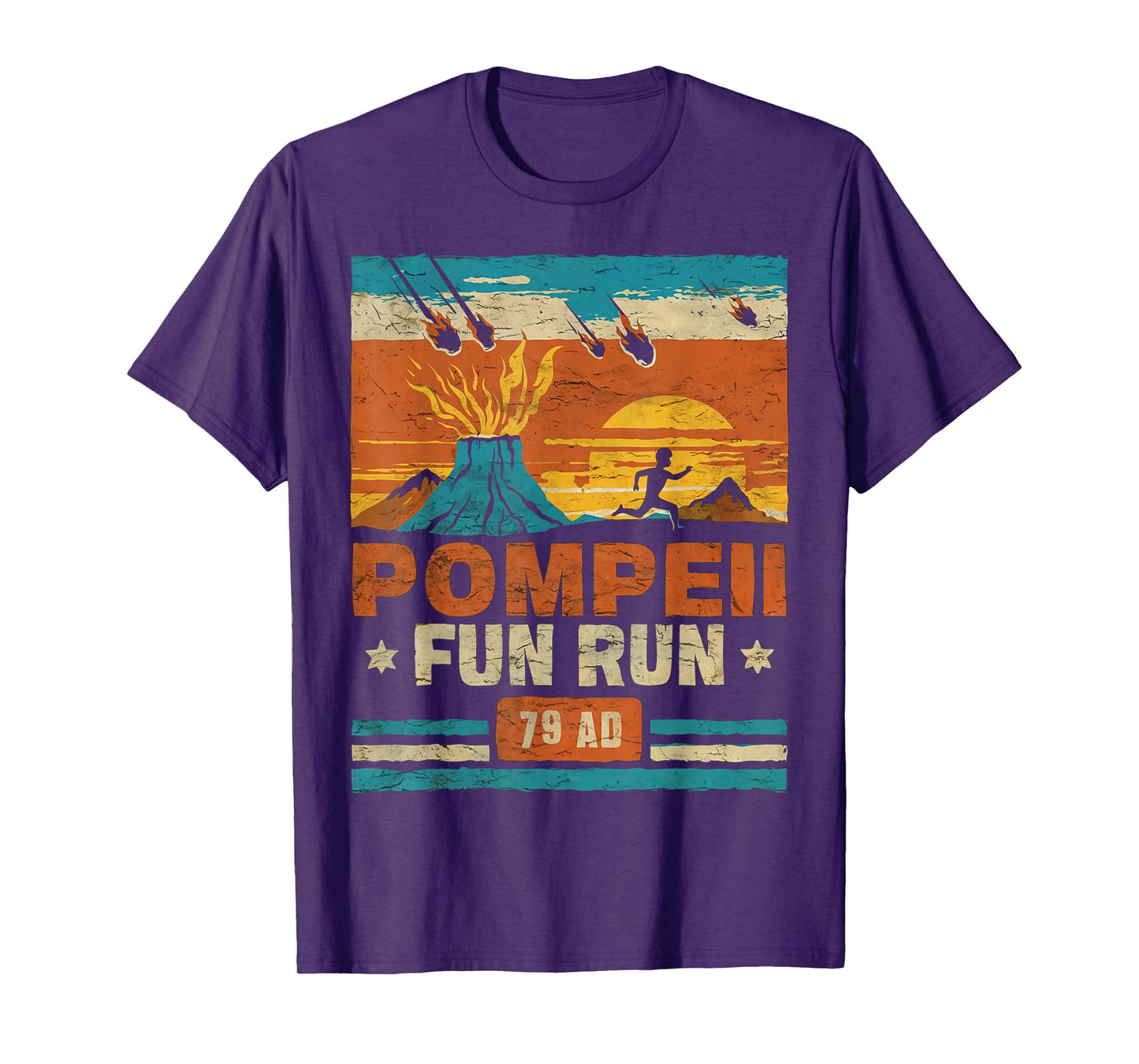 Pompeii Fun Run Retro Volcano Lover Geology Volcanologist T-Shirt