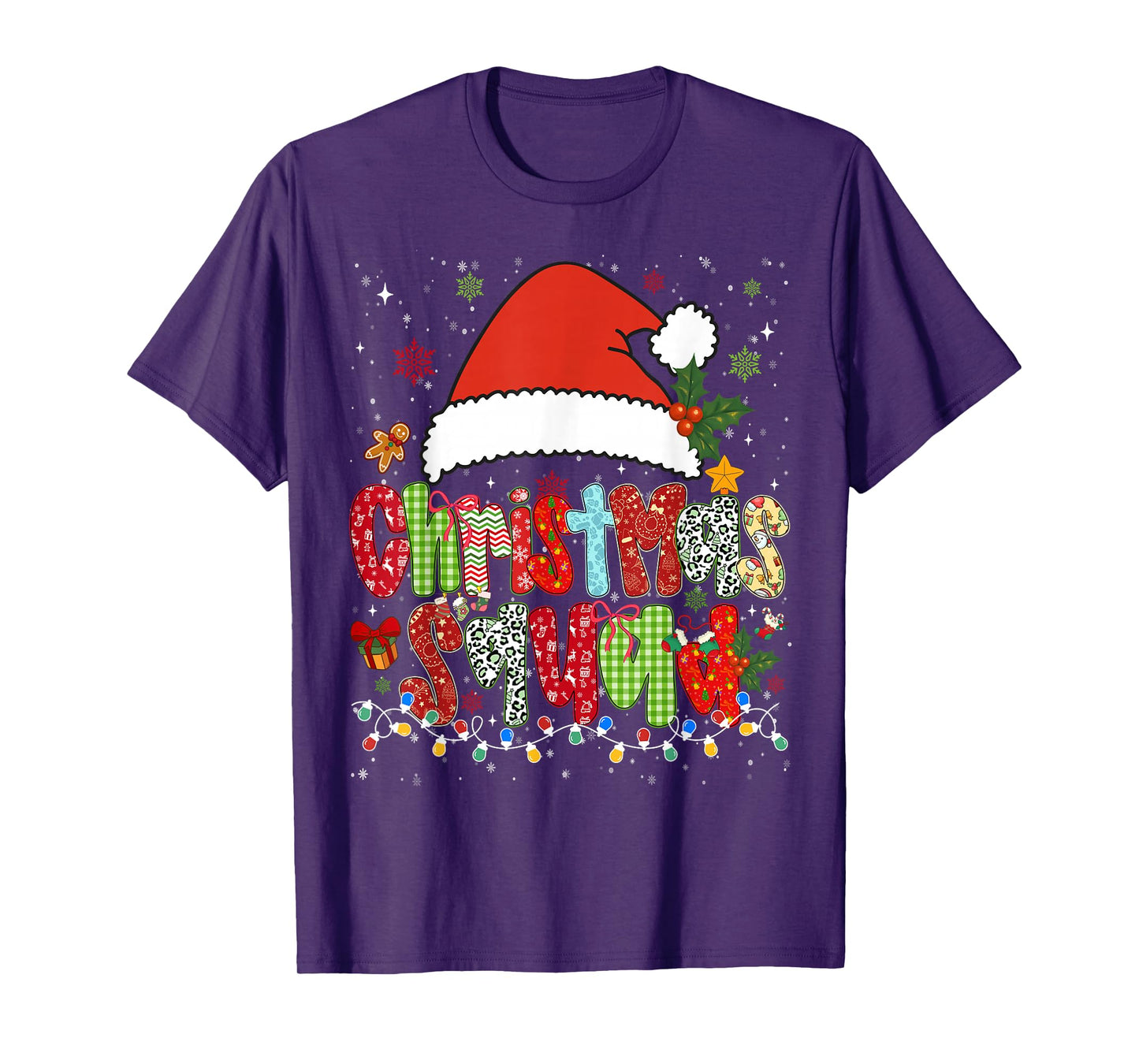 Funny Christmas Squad Family Matching Pajamas Bows Santa Hat T-Shirt