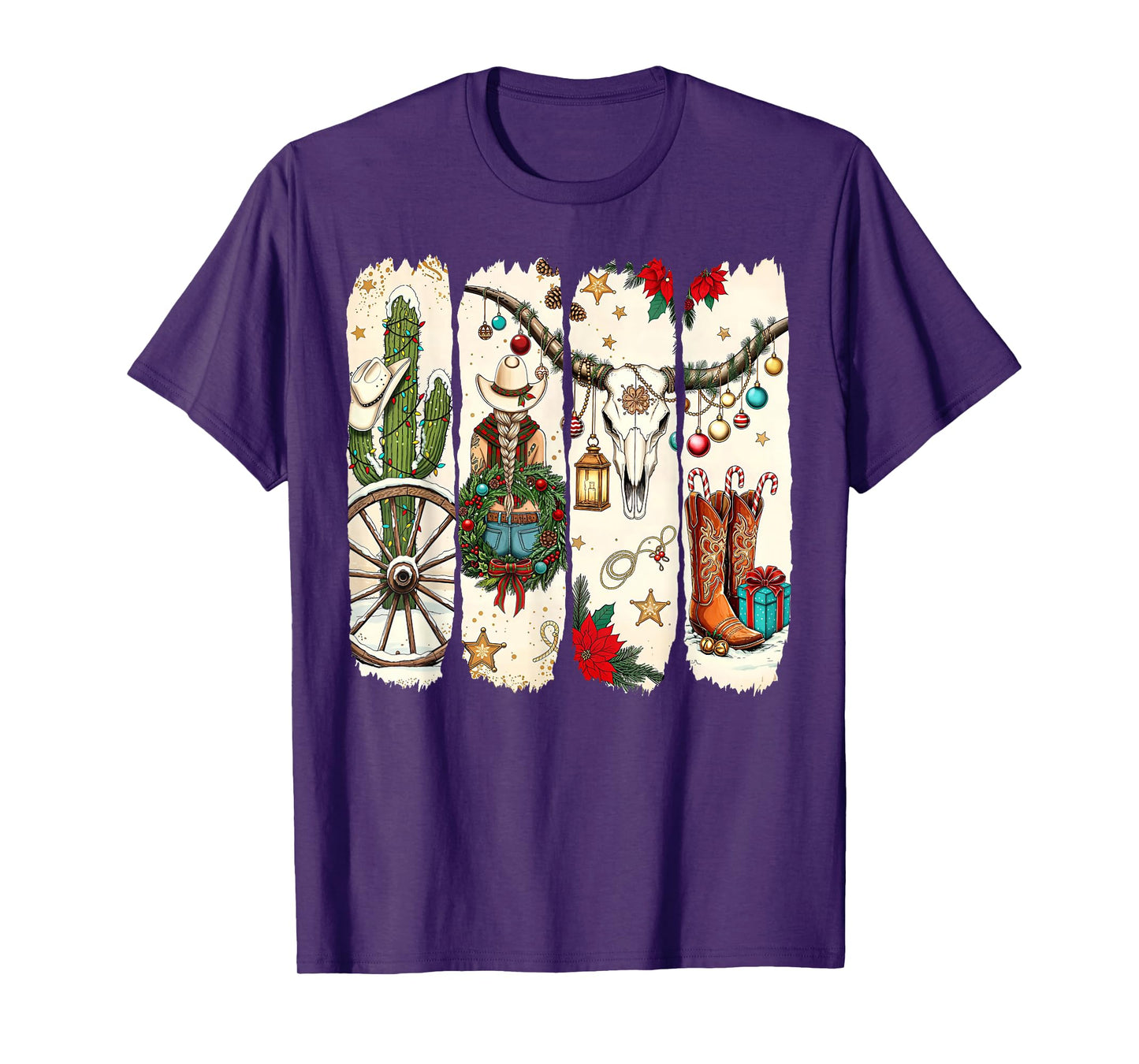 Merry Christmas Holiday Western Cowboy Cactus Xmas Pajamas T-Shirt