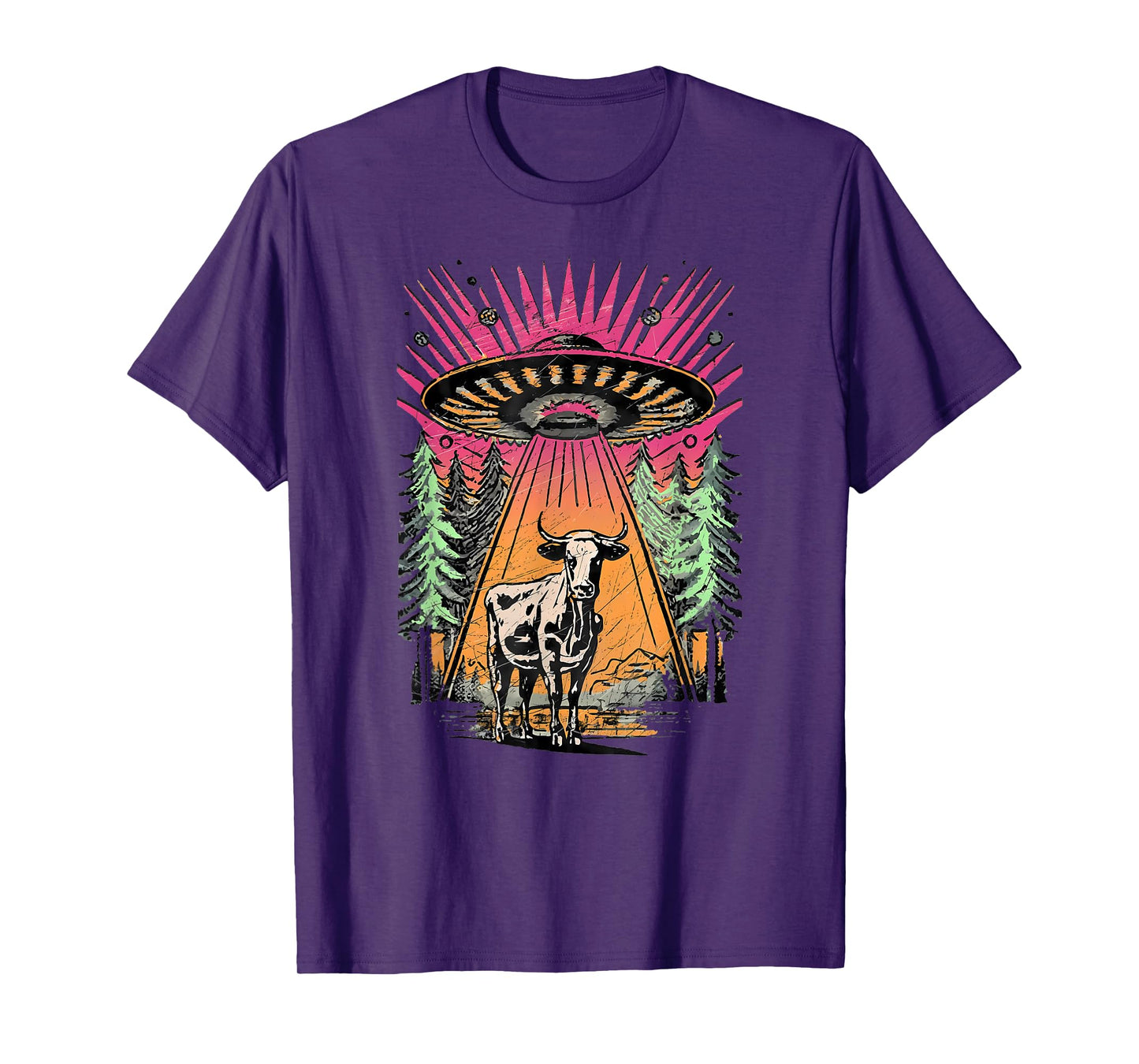 UFO Cow Abduction Funny Vintage Retro Alien Paranormal T-Shirt