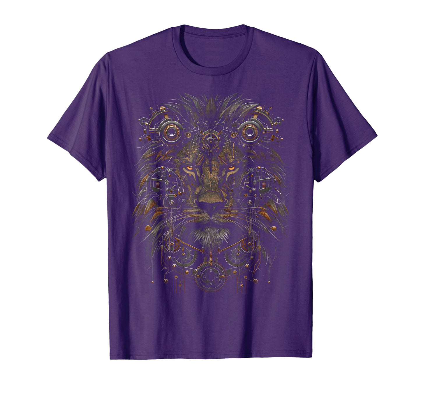 Steampunk Lion Bronze And Black Artwork Graphic T-Shirt