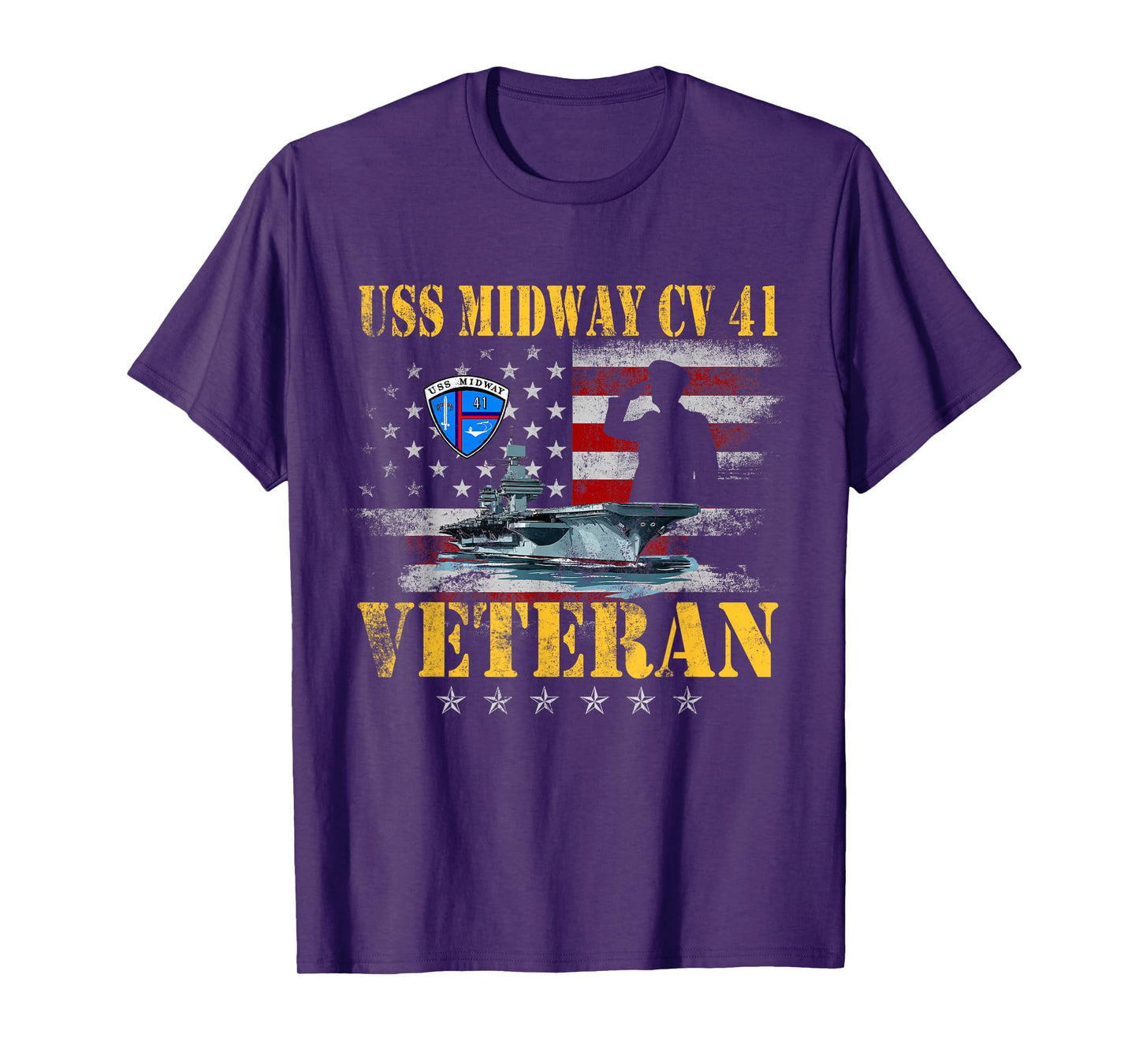 USS Midway CV 41 Aircraft Carrier Veteran US Flag Patriotic T-Shirt